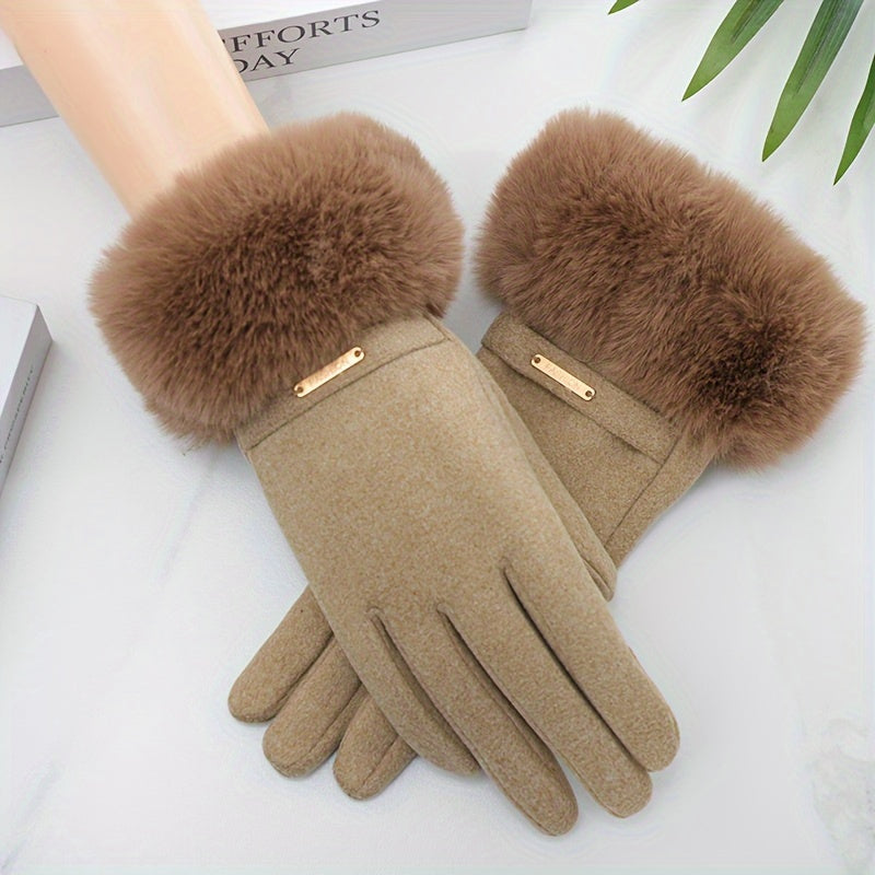 Plush Furry Cuff, Double-Layer Thick Insulation, Windproof & Warm, Ideal for Outdoor Activities & Cycling, Available in Pink/Purple/Blue/Gray